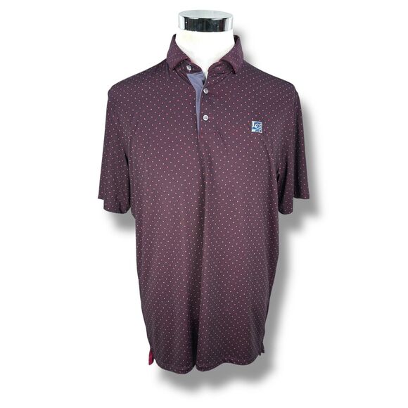 Greyson Polo Shirt Men’s Large Purple Pink Wolf AOP Print Laurel Creek Golf - Picture 1 of 10